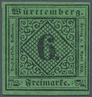 Württemberg - Marken Und Briefe: 1851, Ziffern 6 Kr. Schwarz Auf Blaugrün In Type III Ungebraucht Mi - Other & Unclassified