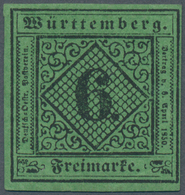 Württemberg - Marken Und Briefe: 1851, Ziffern 6 Kr. Schwarz Auf Blaugrün In Type III Ungebraucht Mi - Sonstige & Ohne Zuordnung