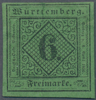 Württemberg - Marken Und Briefe: 1851, Ziffern 6 Kr. Schwarz Auf Blaugrün In Type III Ungebraucht Mi - Altri & Non Classificati