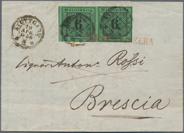 Württemberg - Marken Und Briefe: 1851, 6 Kr Schwarz A. Blaugrün, Waagerechtes Paar, Linke Marke Unte - Other & Unclassified