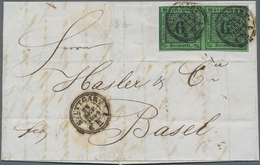 Württemberg - Marken Und Briefe: 1851, 6 Kr Schwarz A. Blaugrün, Waagerechtes Paar, Links Oben Knapp - Otros & Sin Clasificación