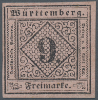 Württemberg - Marken Und Briefe: 1851, Ziffern 9 Kr. Schwarz Auf Lebhaftrosa Ungebraucht Ohne Gummi, - Altri & Non Classificati