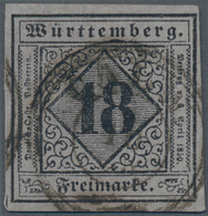 Württemberg - Marken Und Briefe: 1851, Ziffern 18 Kr. Schwarz Auf Grauviolett In Type I Mit Blauem K - Other & Unclassified