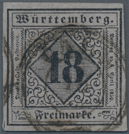 Württemberg - Marken Und Briefe: 1851, Ziffern 18 Kr. Schwarz Auf Grauviolett In Type I Mit Blauem K - Autres & Non Classés