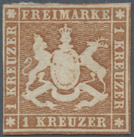 Württemberg - Marken Und Briefe: 1857, Wappen 1 Kr. Rötlichbraun Mit Seidenfaden, Ungebraucht Mit Or - Altri & Non Classificati