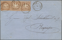 Württemberg - Marken Und Briefe: 1857, 1 Kr Rötlichbraun/braun, 3 Marken In Zwei Verschiedenen Farbn - Other & Unclassified