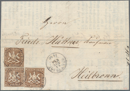 Württemberg - Marken Und Briefe: 1857, 3 X 1 Kr Dkl'gelbbraun In Dunkler Farbnuance, Marken Mit Ausg - Other & Unclassified