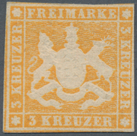 Württemberg - Marken Und Briefe: 1857, Wappen 3 Kr. Orangegelb Mit Seidenfaden, Ungebraucht Ohne Gum - Other & Unclassified