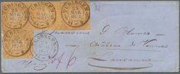 Württemberg - Marken Und Briefe: 1858, Kleiner Umschlag Frankiert Mit Vier Eng Geklebten Exemplaren - Autres & Non Classés