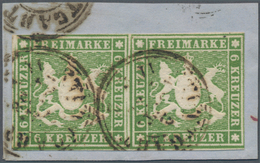 Württemberg - Marken Und Briefe: 1857, Wappen 6 Kr. Mit Seidenfaden In B-Farbe Giftgrün Im Waagrecht - Other & Unclassified