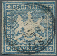 Württemberg - Marken Und Briefe: 1857, 18 Kreuzer Blau Mit Zentrischem DKr Stuttgart, 3-seitig Breit - Other & Unclassified