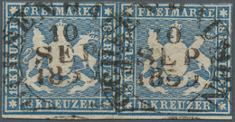 Württemberg - Marken Und Briefe: 1857, Wappen 18 Kr. Hellblau Mit Seidenfaden Im PAAR Mit Steigbügel - Other & Unclassified