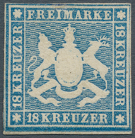 Württemberg - Marken Und Briefe: 1857, Wappen 18 Kr. Mit Seidenfaden In Seltener B-Farbe (dunkel)bla - Other & Unclassified