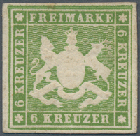 Württemberg - Marken Und Briefe: 1859, Wappen 6 Kr. Hellgrün Ohne Seidenfaden, Ungebraucht Mit Volle - Other & Unclassified
