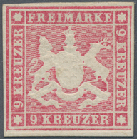 Württemberg - Marken Und Briefe: 1859, Wappen 9 Kr. Hellkarmin Ohne Seidenfaden, Ungebraucht Mit Vol - Other & Unclassified