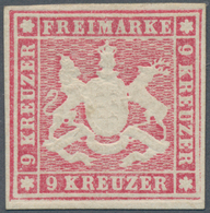 Württemberg - Marken Und Briefe: 1859, Wappen 9 Kr. Hellkarmin Ohne Seidenfaden, Ungebraucht Mit Vol - Sonstige & Ohne Zuordnung