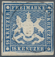 Württemberg - Marken Und Briefe: 1859, Wappen 18 Kr. Dunkelblau Ohne Seidenfaden Mit Gut Sichtbarem - Other & Unclassified