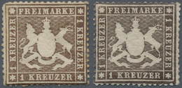 Württemberg - Marken Und Briefe: 1861, Wappen 1 Kr. Dünnes Papier Je Ungebraucht In A-Farbe Braun Un - Other & Unclassified