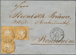 Württemberg - Marken Und Briefe: 1860, 3 Kr Gelborange, Dickes Papier, Im Dreier-Block Als Mehrfachf - Other & Unclassified