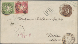 Württemberg - Marken Und Briefe: 1861/1863, 9 Kr Dunkelbraun Ganzsachenumschlag, Überdruck Blaugrün - Other & Unclassified