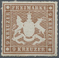 Württemberg - Marken Und Briefe: 1865, Wappen 9 Kr. In A-Farbe Rötlichbraun Mit Durchstich, Ungebrau - Sonstige & Ohne Zuordnung