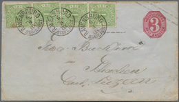 Württemberg - Marken Und Briefe: 1871, 3 Kr Karmin Ganzsachenumschlag Mit Zfr. 4 X 1 Kr Grün Ziffer - Other & Unclassified