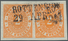 Württemberg - Marken Und Briefe: 1869, 2 Kr. Ovalausgabe In Besserer Farbe DUNKELORANGE, Zwei Einwan - Other & Unclassified