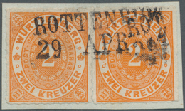Württemberg - Marken Und Briefe: 1869, 2 Kr. Ovalausgabe In Besserer Farbe DUNKELORANGE, Zwei Einwan - Sonstige & Ohne Zuordnung