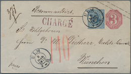 Württemberg - Marken Und Briefe: 1869/1871, 3 Kr Karmin Ganzsachenumschlag, Mit Zusatzfrankatur 7 Kr - Other & Unclassified