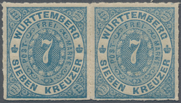 Württemberg - Marken Und Briefe: 1869, Ungebrauchtes Paar Der Ovalausgabe 7 Kr. In B-Farbe Hellblau - Other & Unclassified