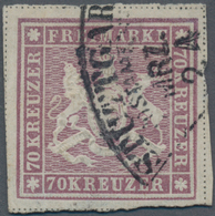 Württemberg - Marken Und Briefe: 1873, Wappen 70 Kreuzer Rotlila Mit Doppelten Linien Und Fächerstem - Sonstige & Ohne Zuordnung