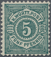 Württemberg - Marken Und Briefe: 1890,Ziffern 5 Pf In Seltener B-Farbe Schwarzblaugrün POSTFRISCH, F - Sonstige & Ohne Zuordnung