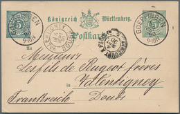 Württemberg - Marken Und Briefe: 1890, Ganzsachenkarte 5 Pf Mit Zusatzfrankatur 5 Pf Schwarzblaugrün - Sonstige & Ohne Zuordnung