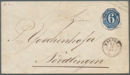 Württemberg - Ganzsachen: 1863, Umschlag 6 Kr Dunkelblau, Gebraucht Von "Waldsee" Nach Nördlingen, K - Altri & Non Classificati