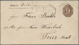 Württemberg - Ganzsachen: 1863, 9 Kr Dunkelbraun Ganzsachenumschlag, Überdruck Blaugrün Mit Kleinen - Other & Unclassified