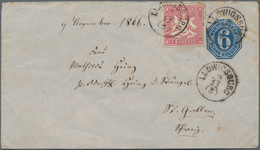 Württemberg - Ganzsachen: 1863/1865, 6 Kr Blau Ganzsachenumschlag, Überdruck Gelb, Mit Zusatzfrankat - Other & Unclassified