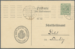 Württemberg - Ganzsachen: 1913, Fragekarte 5 Pf Amtl. Verkehr (Viehzählung 1914), Gebraucht Von "Stu - Other & Unclassified