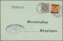 Württemberg - Ganzsachen: 1919, Dienst-Postkarte 3 Pf Braun Neben 2 Pf Grau, Zudruck "Schultheißenam - Other & Unclassified