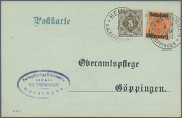 Württemberg - Ganzsachen: 1919, Dienst-Postkarte 3 Pf Braun Neben 2 Pf Grau, Zudruck "Schultheißenam - Autres & Non Classés