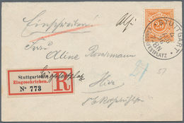 Württemberg - Stempel: 1896. "STUTTGART SÄNGERFESTPLATZ", Seltener Sonder-R-Zettel Auf Hübschem Klei - Otros & Sin Clasificación