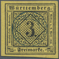 Württemberg - Stumme Stempel: 1851, Tübingen Stummer Kleiner Blauer Vierkreis-Stempel Zentrisch Auf - Other & Unclassified