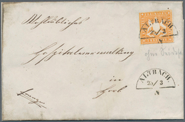 Württemberg - Bahnpost: ALTBACH 25/3 (1861) Seltener Segmentstempel Auf Frischer Falthülle Mit Wappe - Sonstige & Ohne Zuordnung