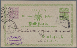 Württemberg - Bahnpost: NECKARTHAILFINGEN V 21/1 (1891) Auf Privat-GA-Karte 5 Pf. Lilarot Neben 1 Kr - Autres & Non Classés