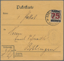 Württemberg - Besonderheiten: 1919, 75 Auf 3 Pf Schwärzlichbraun Mit Aufdruck "Volksstaat Württember - Sonstige & Ohne Zuordnung