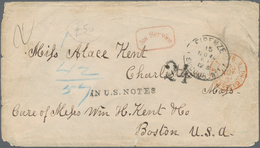 Transatlantikmail: 1868, Letter Sent From FIRENZE Via France To Boston, USA With Red Boxed "AM Servi - Altri - Europa