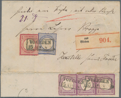 Deutsches Reich - Brustschild: 1872, Kl. Schild 3x ¼ Gr U. 2 Gr. Sowie Gr. Schild 1 Gr Auf Paketbegl - Unused Stamps