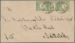 Deutsches Reich - Brustschild: 1872, Kleiner Schild 1/3 Gr. Dunkelgrün Im Dreierstreifen Auf Brief M - Unused Stamps