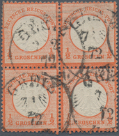 Deutsches Reich - Brustschild: 1872, Kleiner Schild ½ Gr Rotorange Im Viererblock Mit K1 "GREIZ 7 2 - Ongebruikt