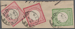 Deutsches Reich - Brustschild: 1872, Kl. Schild 1 Groschen Zusammen Mit 1 Kr. Und 3Kr. Auf Briefstüc - Unused Stamps