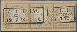 Deutsches Reich - Brustschild: 1872, Kleiner Schild 5 Gr. Ockerbraun Im 3er Streifen Mit Ra2 "ZÜLLIC - Ongebruikt